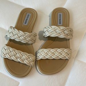 Steve Madden cream slip on sandals
